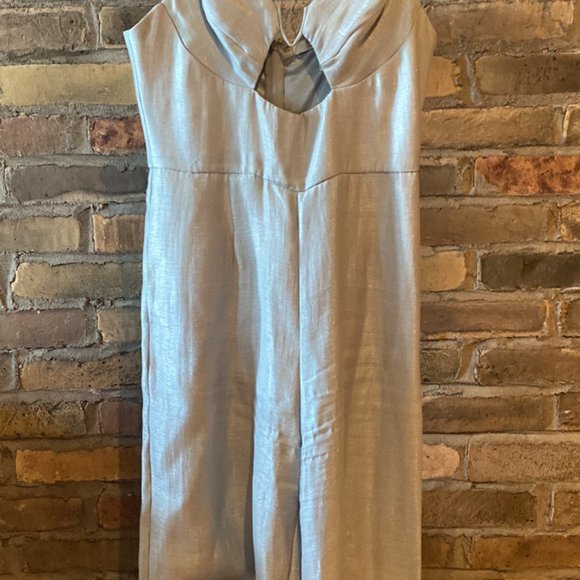 F21 shiny blue cutout mid length jumpsuit - Picture 2 of 2